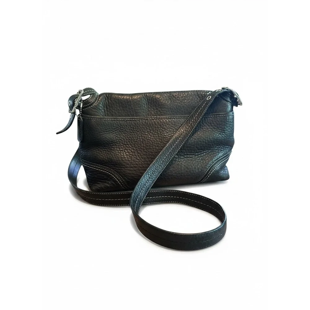 Coach Hamilton Crossbody Bag Small Black‎ Leather Turnlock Classic Heritage